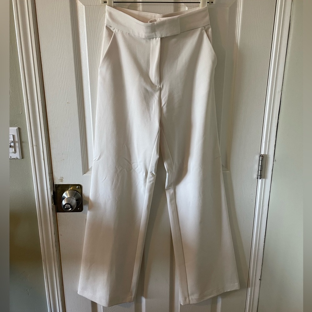High Waist White Trousers